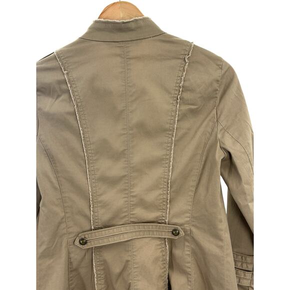White House Black Market Military Jacket Khaki Size 2 Fitted Button Utility Chic - Picture 8 of 9